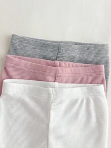 3 件套休闲针织女婴纯色松紧腰裤套装 - 彩色 - 查看 4