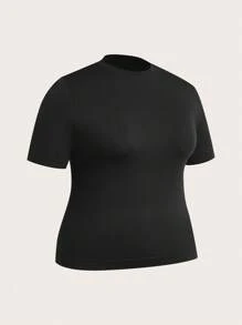 SHEIN Velisys Plus Size Seamless Women's Slim-Fit 3 PiecesSports Short Sleeve Set Gym Shirts - Multicolor - View 8