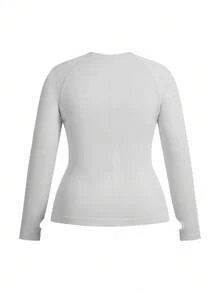 Easithlete 3pcs/Set Plus Size Women Seamless Long Sleeve Sports Tops Long Sleeve Workout Tops Long Sleeve Active Wear - Multicolor - View 3