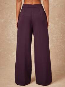 Lumalex 秋冬季简约复古风，适合假日派对、锐舞派对、音乐节、郊游、度假、波西米亚风、户外、婚礼季、宴会、成人礼等场合，女士高腰直筒褶裥纯色长裤，奢华舞会、圣诞节、新年等场合皆宜。 - 酒紅色 - 查看 2