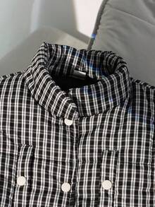 1 件女童格子/格纹加厚背心，百搭英伦风马甲，秋冬