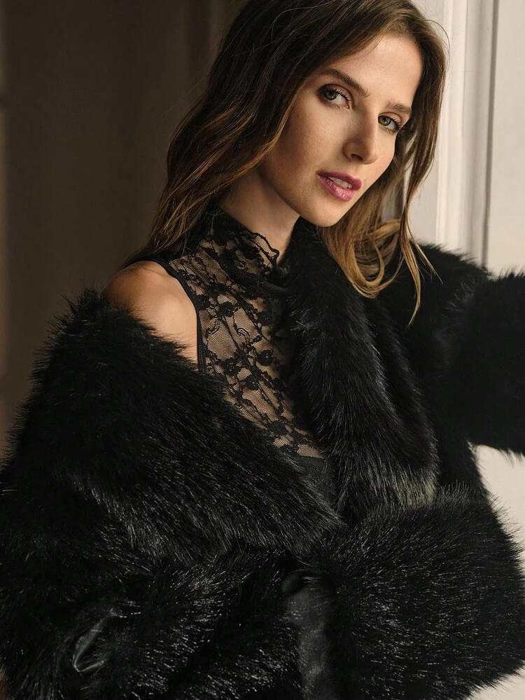 CHIC FAUX FUR SHORT JACKET, AUTUMN/WINTER PARTY