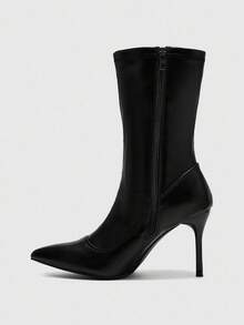 CUCCOO BIZCHIC Sexy Women's Boots, Black Pointed Toe High Heel Boots, Fashion & Warm Fluffy Boots - Black - View 8