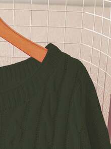 GlowEve CURVE 大码女式休闲时尚修身圆领长袖麻花针织套头衫，秋冬