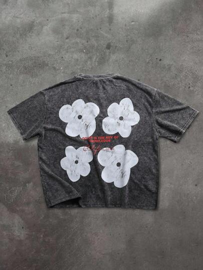 Manfinity EMRG 男士休闲花卉印花短袖T恤，夏季