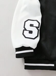 PAVTROS 适合青少年男孩的休闲印花棒球夹克，休闲、运动、日常穿着皆宜，是秋冬季时尚穿搭的理想之选。 - 黑與白 - 查看 3