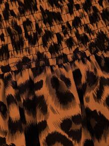 SHEIN Tall Fashionable Leopard Print Double Ruffle Hem Skirt For Tall Women, Spring/Summer - Brown - View 4