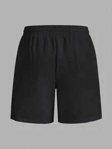 Manfinity RelaxMax Shorts décontractés pour hommes de couleur unie avec cordon de serrage, convenant pour un port quotidien