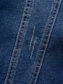 2Pcs Tween Boy Fashion Casual Y2k Vintage Cool Street Returns To School College Two Pieces Set Of Basic Simple Blue Denim With Grey Knitted Hooded Long-Sleeved Jacket And Basic Simple Comfortable And Stretch Skinny Jeans For Kids Clothes Tween Boy Soft Dailywear And Kids Winter And Fall Rave Outfits Festival And Outfits Streetwear School Clothes