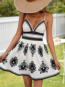 KARISMINA Váy yếm in họa tiết dành cho nữ, Xuân/Hè - màu đen - Xem 6