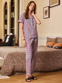 EverLounge Women's Casual Plaid Comfortable Pajama Set - Multicolor - View 3
