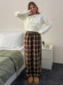 EURMUSE 奶油色粗针织短款毛衣，3D 蝴蝶结细节和罗纹下摆 - 女性化舒适触感 - 杏色 - 查看 4