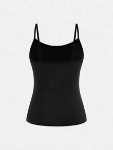 SHEIN Girlism Tween Girls 2pcs/Set All-Match Slim Fit Simple Basic Cami Top Girls Cami Tank Tops Tight Tops Black Cami Cami Tops Black Cami Tops Girls Tank Tops Camisoles For Teens Tank Tops With Bras Teen - Black - View 5