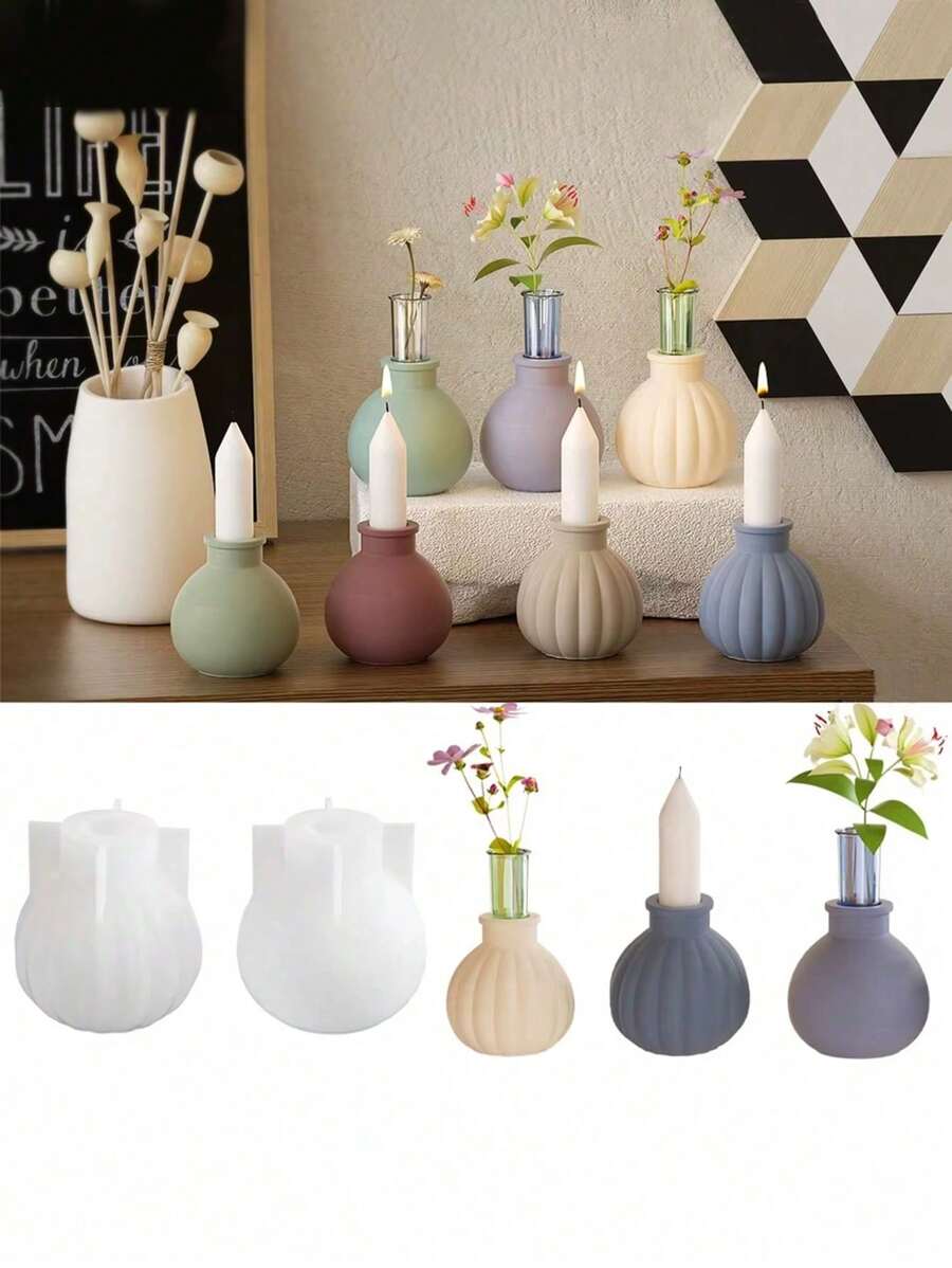 Stampo in silicone per vasi in cemento, fai da te, artigianato, bottiglia di profumo, decorazioni, stampo per gesso, resina, vasi di fiori in cemento, accessori - Bianco - Visualizzare 1