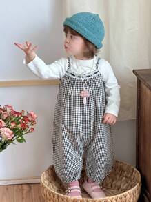 DAZY Baby Girl Casual Cute Fresh Plaid Jumpsuit Fall, Winter
