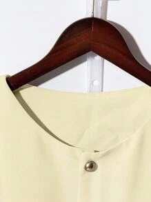 Franclia 时尚高端女士圆领短袖纽扣衬衫 - 杏色 - 查看 4