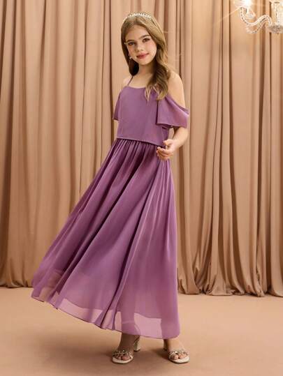 Girls' Chiffon Dress, Luxury Niche High-End Piano, Violin Performance, Graduation Ceremony, Christmas, Choir/Band Recital Dress