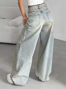 EURMUSE WOMEN LOW WAIST LOOSE WIDELEG CASUAL Y2K STYLE  Women S Clothes Women Summer Clothing Woman S Summer Clothes Women S Bottoms - Light Wash - View 2
