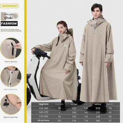 SHEIN Waterproof Rain Poncho Lightweight Reusable Hiking Hooded Coat Jacket For Outdoor Activities