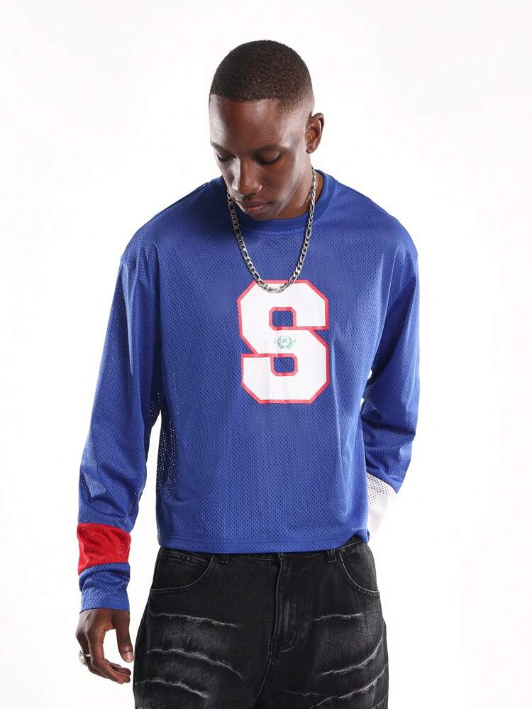 Camisa de beisebol de malha com design de números grandes