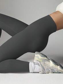 Gameset SHEIN Sport Nahtlose Yoga-Leggings mit breitem Bund und Po-Raffung, Fitnesshose für Chinesisches Neujahrsfest