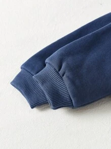 Cozy Pixies 男嬰半拉鏈插肩袖翻蓋口袋衛衣和衛褲 - 藍色 - 查看 5