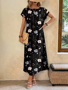 EMERY ROSE 女士花卉印花连衣裙，休闲假日风格 - 彩色 - 查看 5