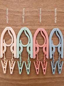 SHEIN Portable Folding Clothes Hanger - Easy To Store, New Material, No Old Materials Added, Multi-Color Clips To Meet Different Drying Needs, Non-Slip Design, Shoulder Support, Can Be Enlarged And Reduced, A Must-Have For Travel, Saves Wardrobe Space!(The Product May Have Slight Color Changes Due To Batch Problems, But The Quality Remains Unchanged And Does Not Affect The Appearance And Use)