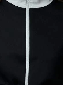 SHEIN Unity The Sleek Black Zip Jacket And Lace-Up Shorts Are 2YK Goals. A Bold Pairing For Punk-Inspired, Back To School Confidence. - Black and White - View 11