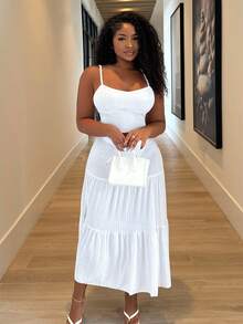 Alexandranx 杏色女式吊带背心和女式长款中裙套装 - 白色 - 查看 4