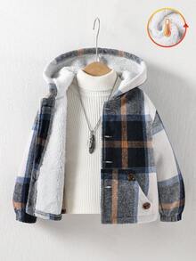1 Áo khoác lông cừu lót kẻ caro cho bé trai, đa năng và thoải mái, thích hợp mặc hàng ngày, chơi ngoài trời, du lịch, mùa xuân/thu, mùa tựu trường - Nhiều màu - Xem 3