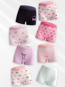 8 件装少女蝴蝶樱桃印花舒适低腰内裤，简约时尚，适合返校季穿着 - 彩色 - 查看 3