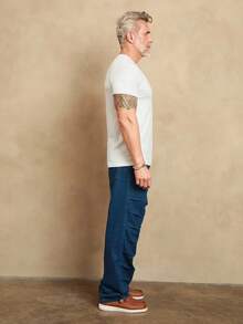 Manfinity Homme Men's Casual Washed Pleated Straight-Leg Jeans - Blue - View 4