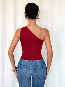 Rafferiza 女式黑色性感金属褶皱无袖紧身衣 - 紅色 - 查看 2