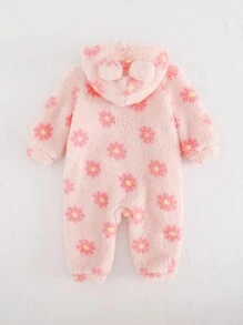 Cozy Pixies 女婴碎花印花保暖连帽长袖连体衣 - 彩色 - 查看 2
