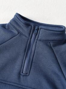 Cozy Pixies 男嬰半拉鏈插肩袖翻蓋口袋衛衣和衛褲 - 藍色 - 查看 4