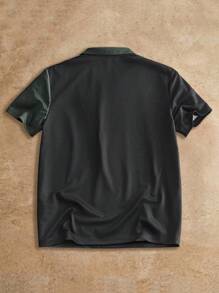 Manfinity VCAY Herren Lässig asymmetrisches Patchwork Muster Slim Fit Kurzarm Poloshirt, geeignet für den täglichen Gebrauch - Verschiedenfarbig - Übersicht 2