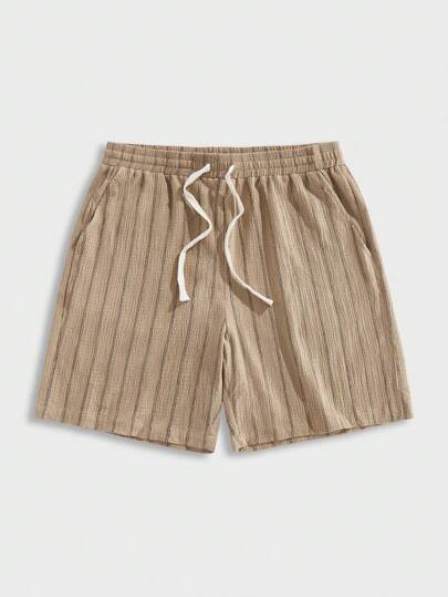 Chillumni 男士条纹抽绳腰口袋宽松休闲短裤