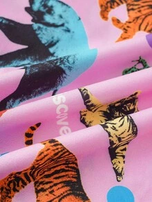 Discovery X SHEIN Women's Animal Print Long Sleeve Top And Pants Pajama Set, Fall Clothes