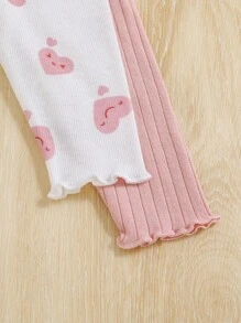 4件套女婴休闲花卉针织长袖上衣和裤子套装 - 彩色 - 查看 4