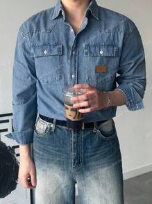 DAZY Men's Autumn Washed Blue Denim Jacket - Blue - View 4