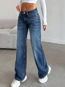 SHEIN Tall LOW RISE STRAIGHT CYT WOMEN BLUE JEAN