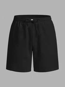 Manfinity RelaxMax Shorts décontractés pour hommes de couleur unie avec cordon de serrage, convenant pour un port quotidien