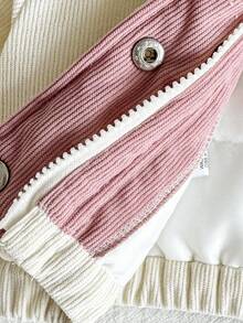 SHEIN Playful Pals 女婴长袖拉链休闲冬季夹克 - 杏色 - 查看 6