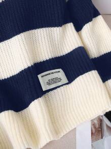 SHEIN Tween Girl 休闲罗纹圆领套头毛衣，学院风，秋冬 - 彩色 - 查看 4