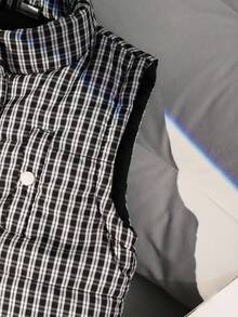 1 件女童格子/格纹加厚背心，百搭英伦风马甲，秋冬