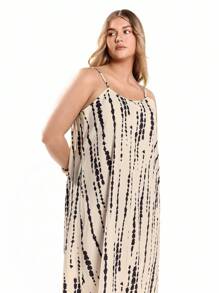 Solavibe Vestido casual de verano sin mangas con estampado de árbol para tallas grandes - Multicolor - Ver 2