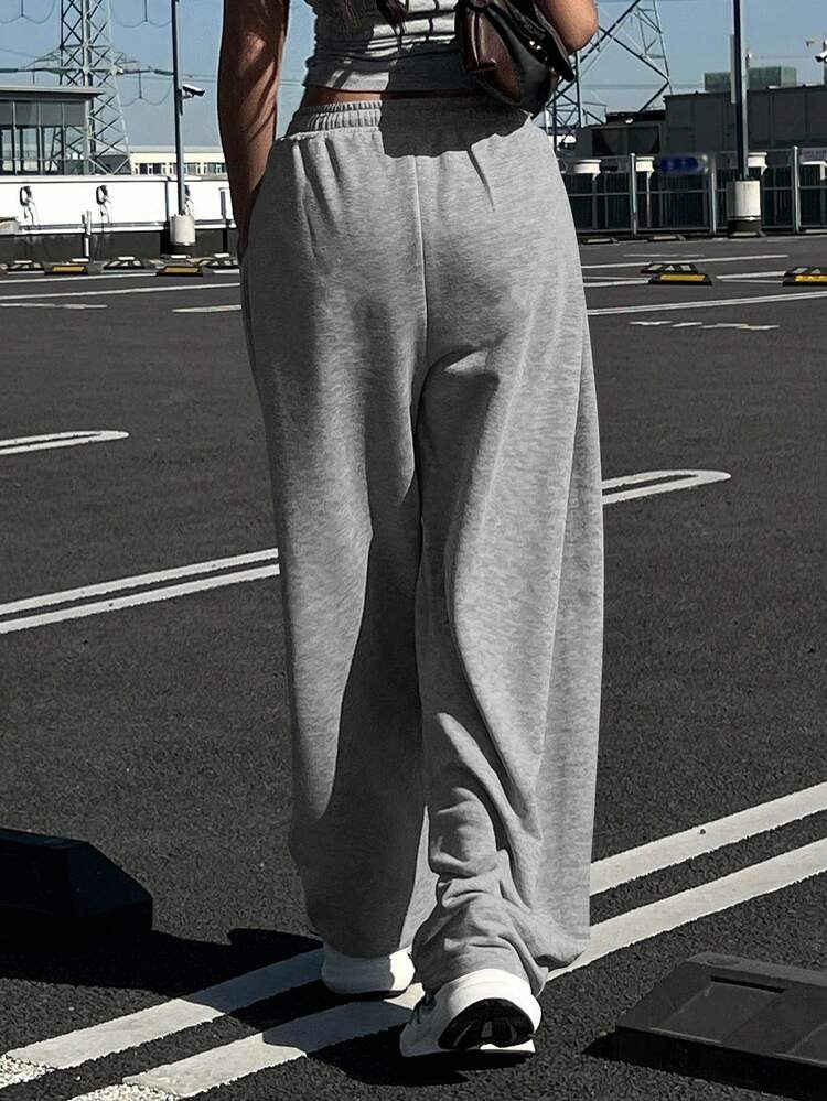 Women's Solid Color Loose Pleated Sweatpants, Casual Sports Pants, Thermal Lined, Thick For Autumn/Winter Women Joggers