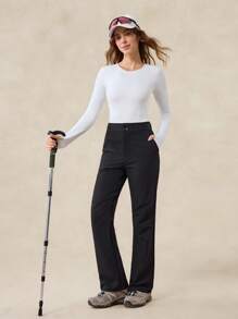 OutZeal Women Outdoor Black Pants Camping Hiking Water-Resistant Stretch Slim-Fit Flared Leg With Pockets - Black - View 11