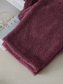 2 件套少女睡衣套装，柔软毛绒面料，可爱小熊全身印花上衣和配套裤子，时尚舒适，深粉紫色 - 紫色 - 查看 7